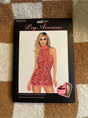 Leg Avenue Neon Cheetah Racer Back Mini Dress - Neon Pink/Black